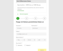 Das Formular zur Registrierung bei Unibet